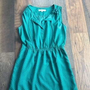The LOFT Teal Polka Dot Sleeveless Dress Size Small